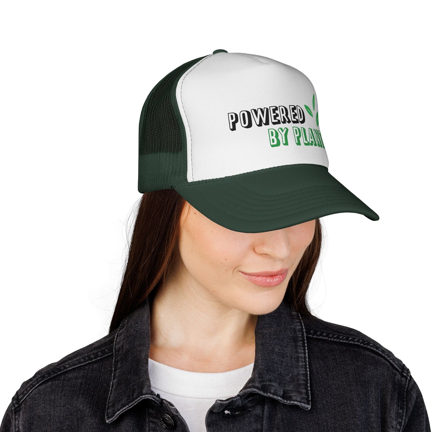 Eco-Friendly Trucker Cap - Powered by Plants, Sustainable Gift, Casual Hat for Plant Lovers, Gardening Accessory, Everyday Wear, Earth Day