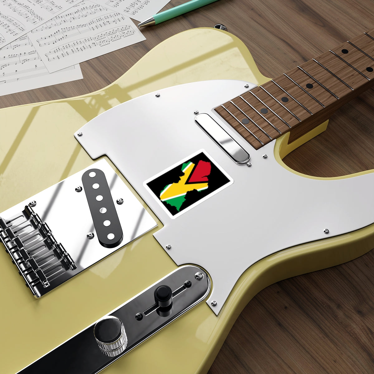 Vibrant Guyana Map Die-Cut Stickers, Travel Decals, Laptop Stickers, Gift for Travelers, Decorative Planner Stickers