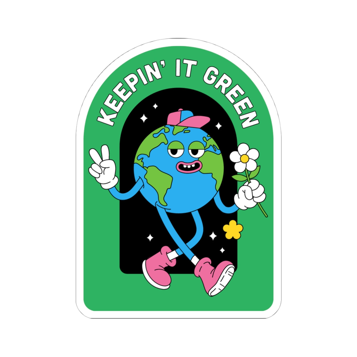Eco-Friendly Kiss-Cut Stickers, Sustainable Decor, Cute Earth Stickers, Green Living Gifts, Fun Vinyl Stickers