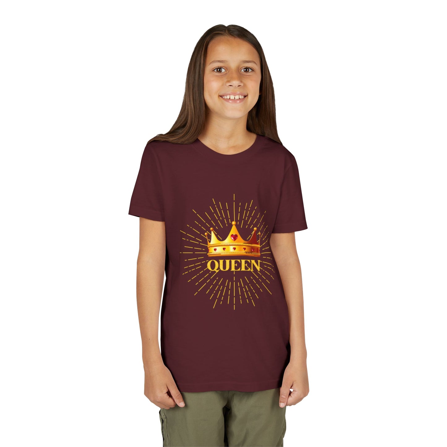 Queen Youth Short Sleeve Tee, Kids Crown Shirt, Birthday Gift for Girls, Cute Casual Wear, Royalty Themed Tee, Celebratory Apparel