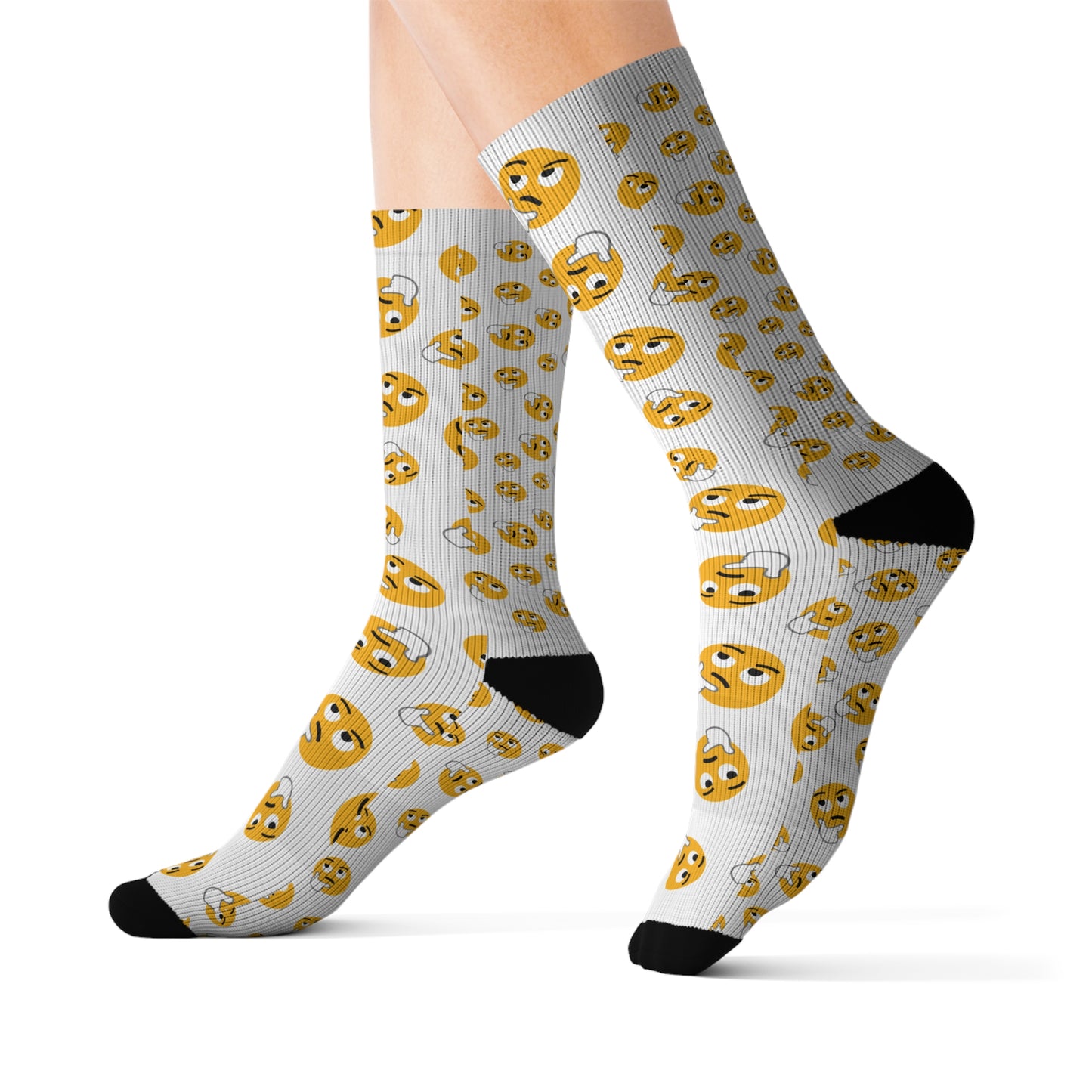 Happy Emoji Socks, Fun Sublimation Socks, Unique Gift for Friends, Quirky Fashion Accessory, Playful Gift for Any Occasion