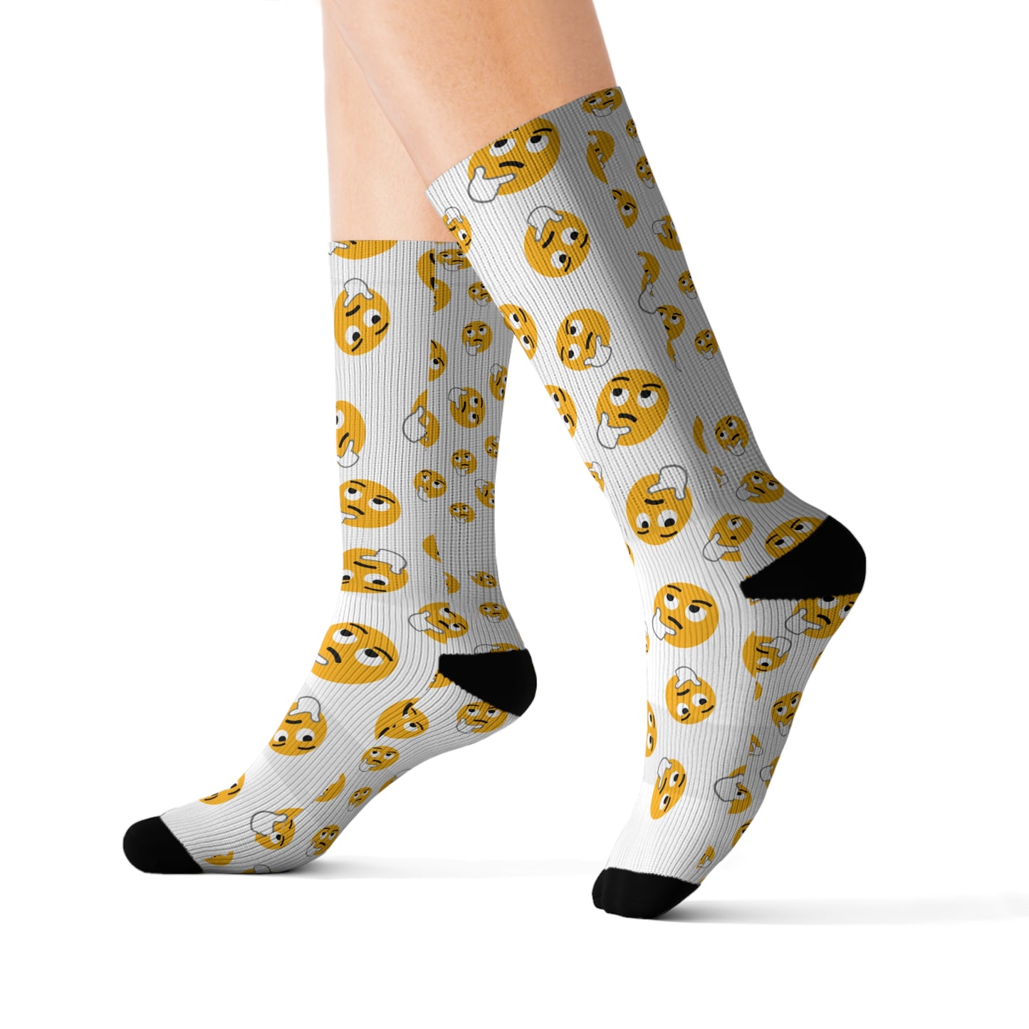Happy Emoji Socks, Fun Sublimation Socks, Unique Gift for Friends, Quirky Fashion Accessory, Playful Gift for Any Occasion