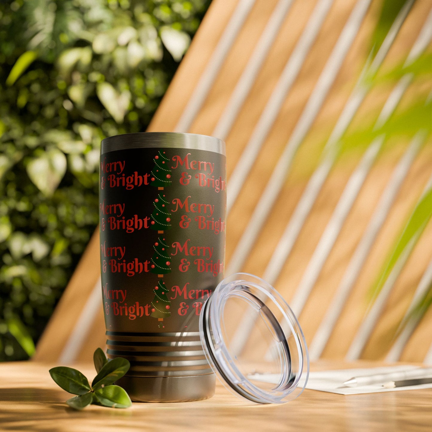 Merry & Bright Holiday Tumbler | 20oz Travel Mug, Christmas Gift, Seasonal Drinkware, Reusable Cup, Festive Party Beverage