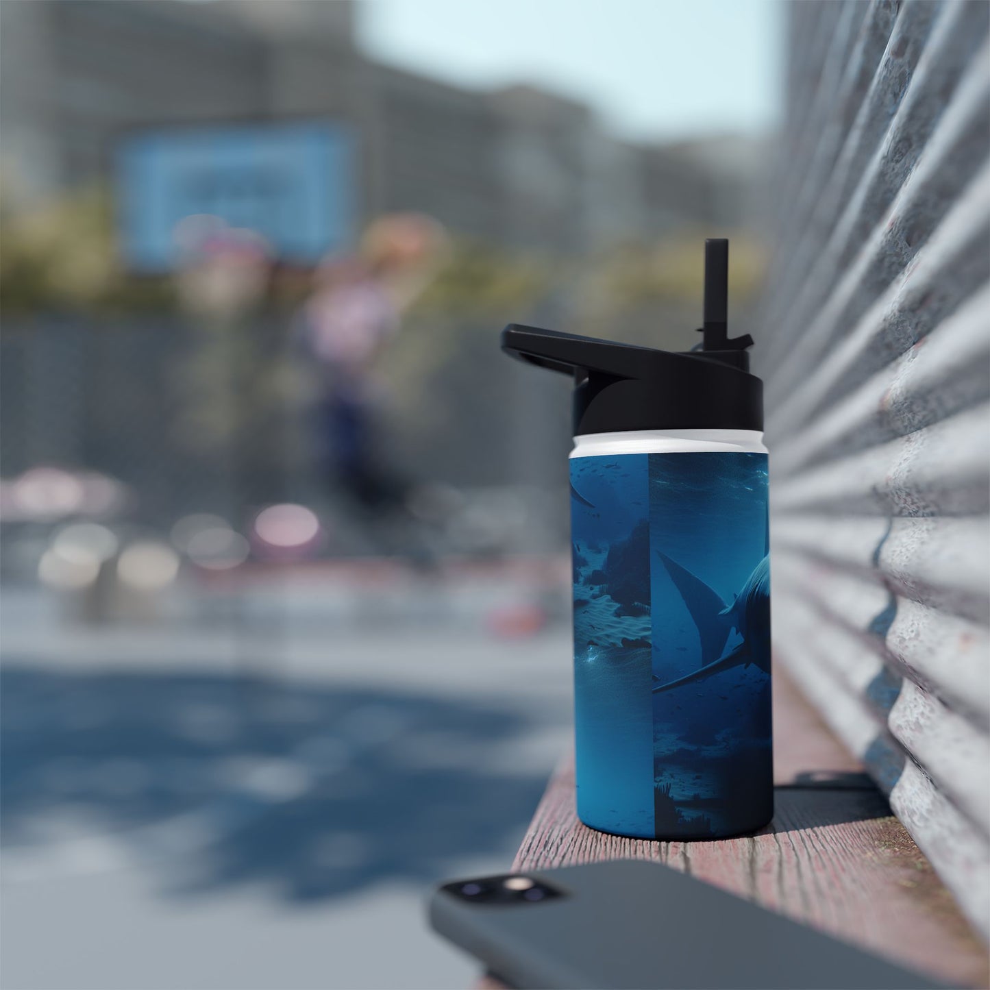Ocean Adventure Water Bottle, Shark Design, Travel Mug, Eco-Friendly Drinkware, Beach Gift, Wildlife Lover's Bottle