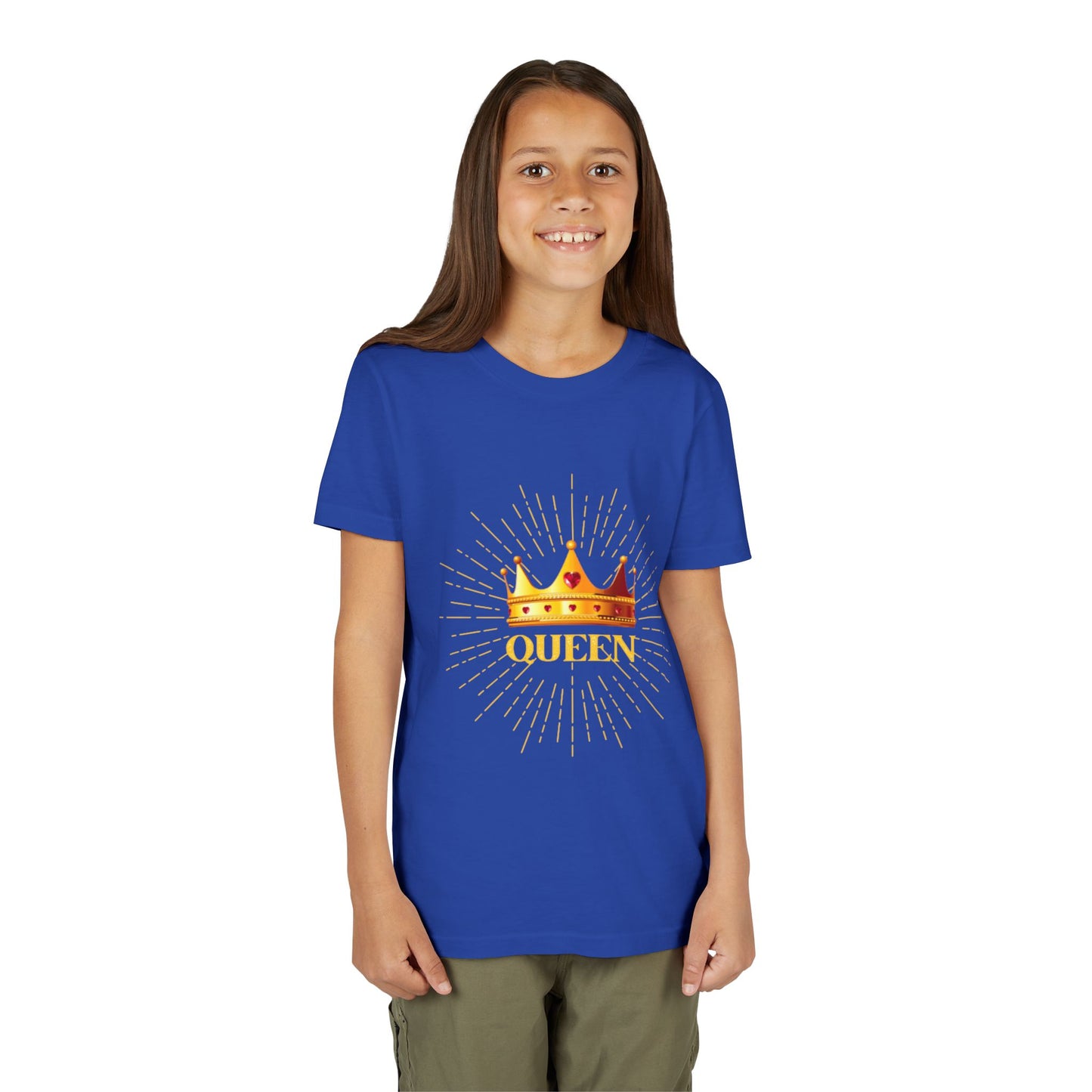 Queen Youth Short Sleeve Tee, Kids Crown Shirt, Birthday Gift for Girls, Cute Casual Wear, Royalty Themed Tee, Celebratory Apparel