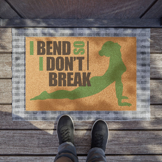 Inspirational Yoga Doormat, I Bend So I Don't Break, Home Decor, Fitness Motivational Mat, Yoga Gifts, Exercise Entry Rug