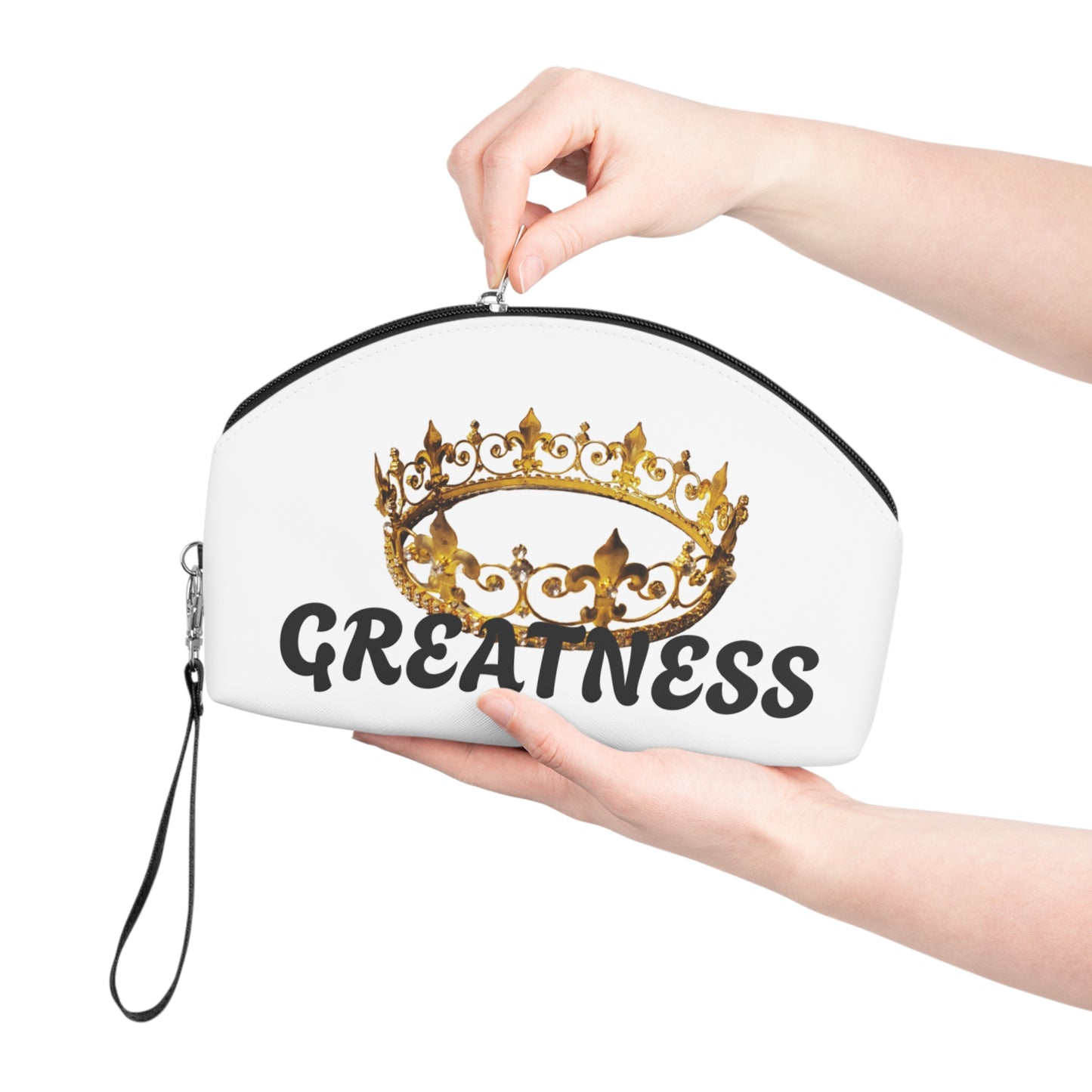 Crowned Makeup Bag - Greatness Inspirational Pouch for Beauty Lovers, Gift for Her, Travel Cosmetic Case, Royal Style Organizer, [...]
