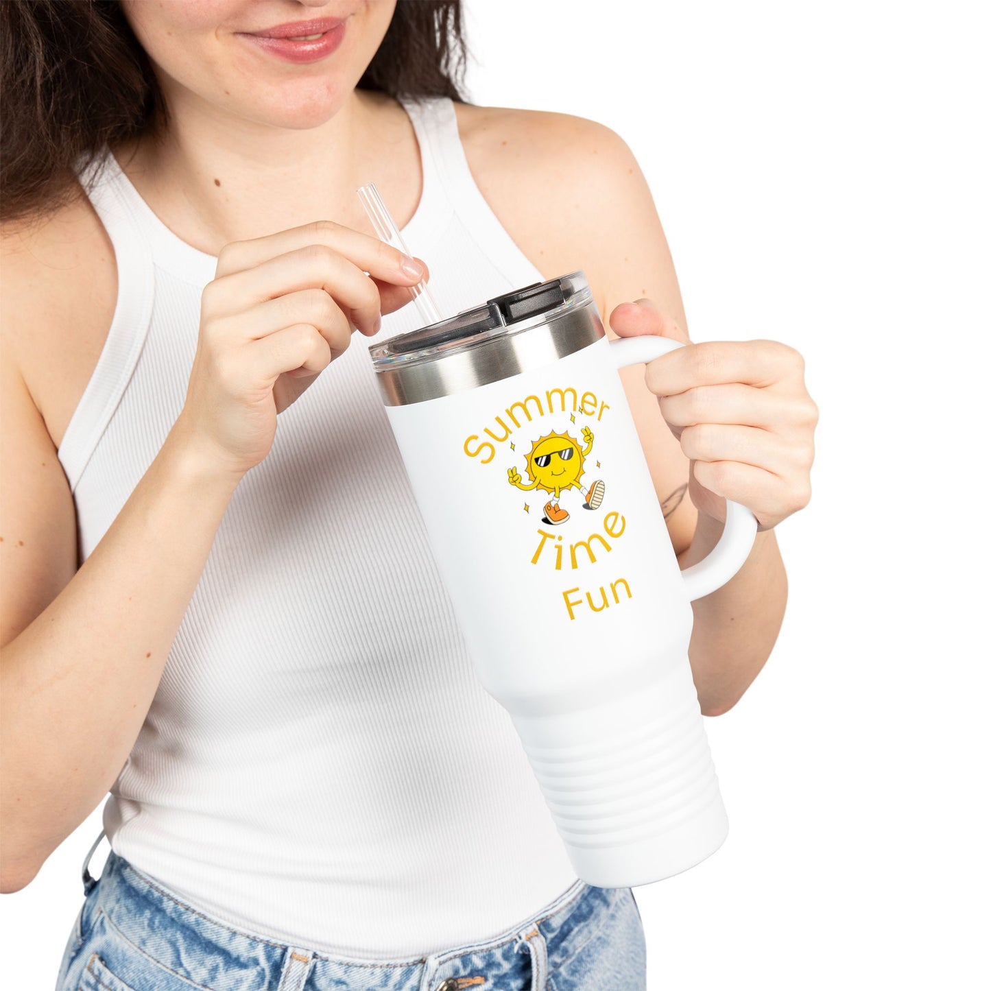 Insulated Travel Mug, 40oz - Summer Time Fun Design, Perfect for Hot & Cold Beverages, Outdoor Adventures, Gifts for Summer Lovers, [...]