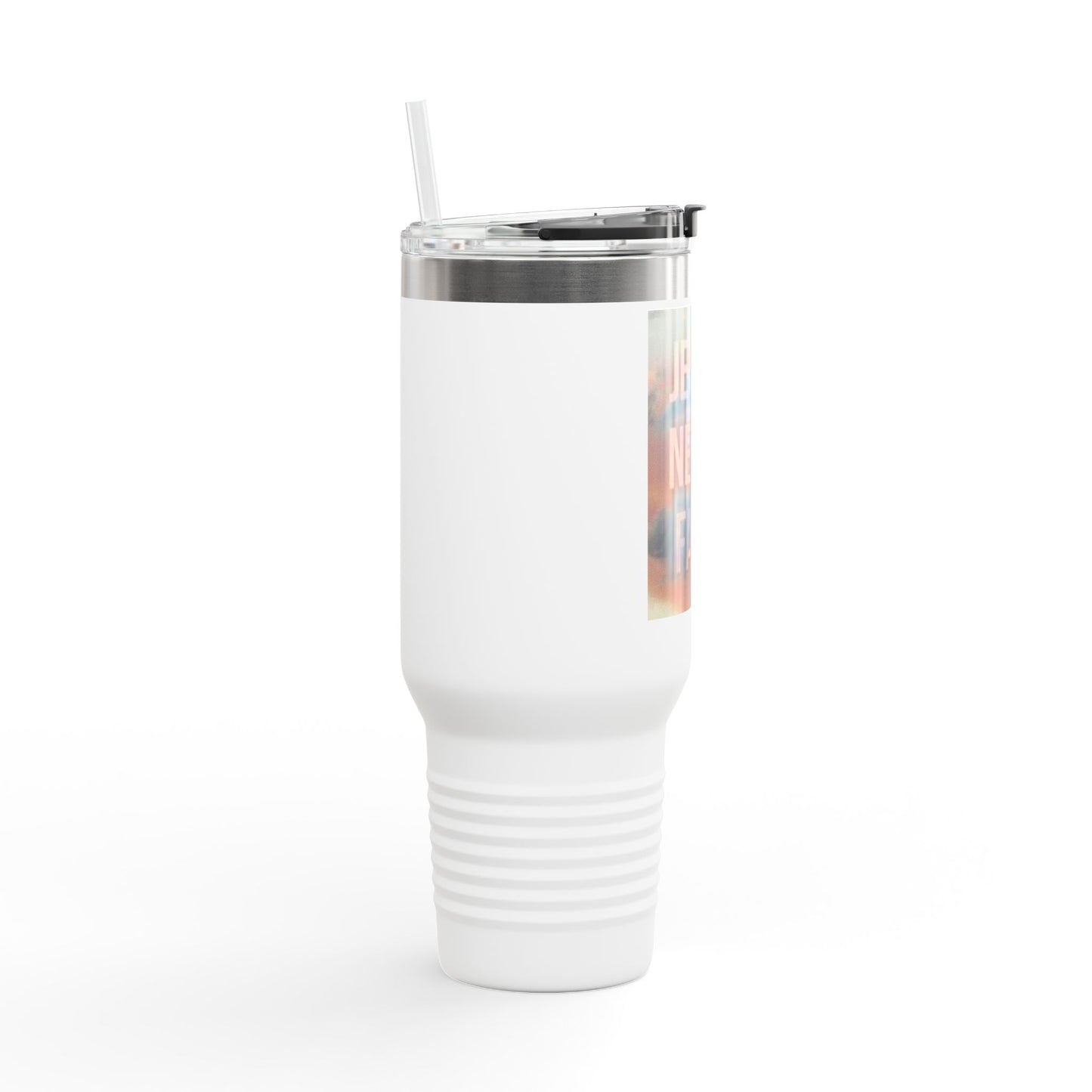 Inspirational Insulated Travel Mug | 40oz Motivational Drinkware, Jesus Never Fails, Travel Cup, Gift for Believers, Faith-Based Coffee Mug