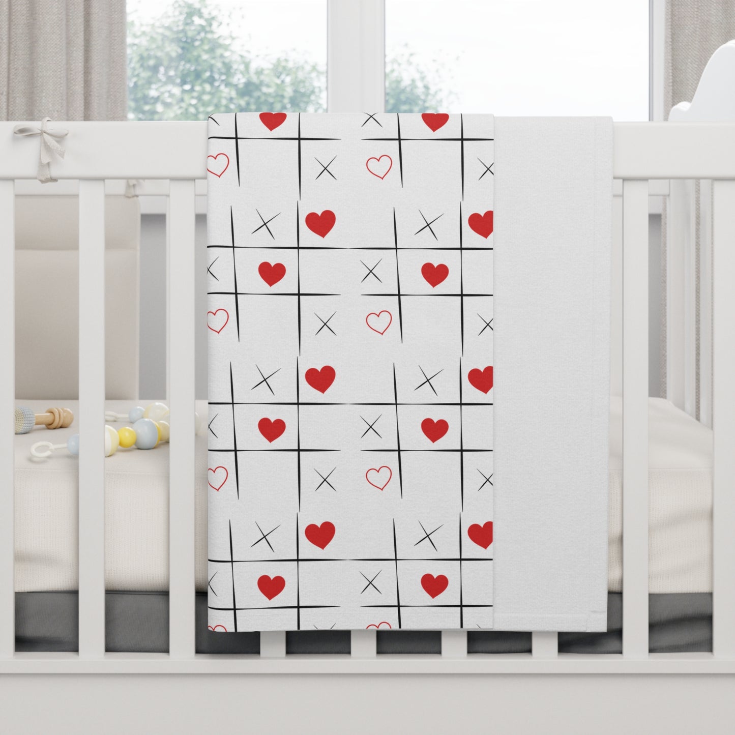 Cute Heart Pattern Soft Fleece Baby Blanket, Cozy Baby Gift, Nursery Decor, Valentine's Day Essential, Playroom Comforter