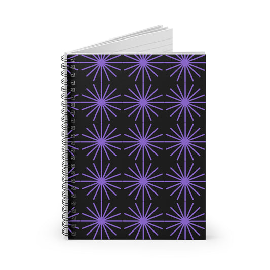 Starburst Pattern Spiral Notebook - Ruled Lines | Cute Journal for Students, Gift for Teachers, Writing Companion, Planner, Daily Organizer