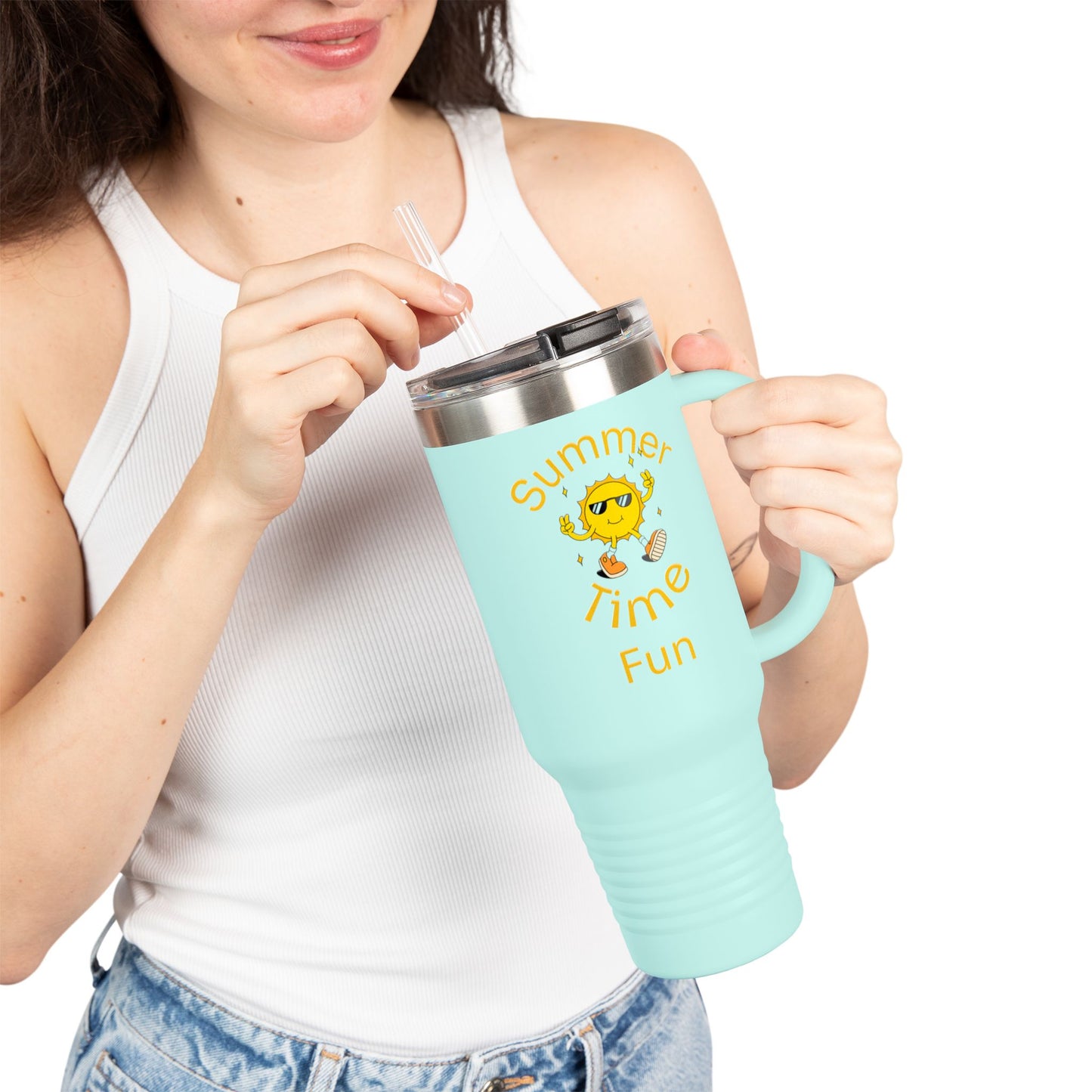Insulated Travel Mug, 40oz - Summer Time Fun Design, Perfect for Hot & Cold Beverages, Outdoor Adventures, Gifts for Summer Lovers, [...]