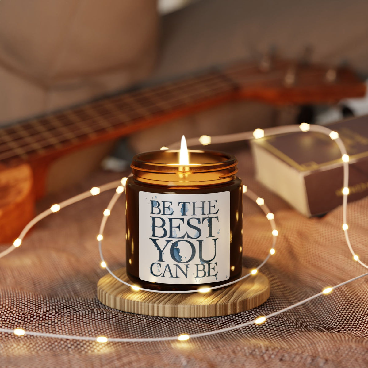 Inspirational Soy Candle — “Be The Best You Can Be” Amber Jar