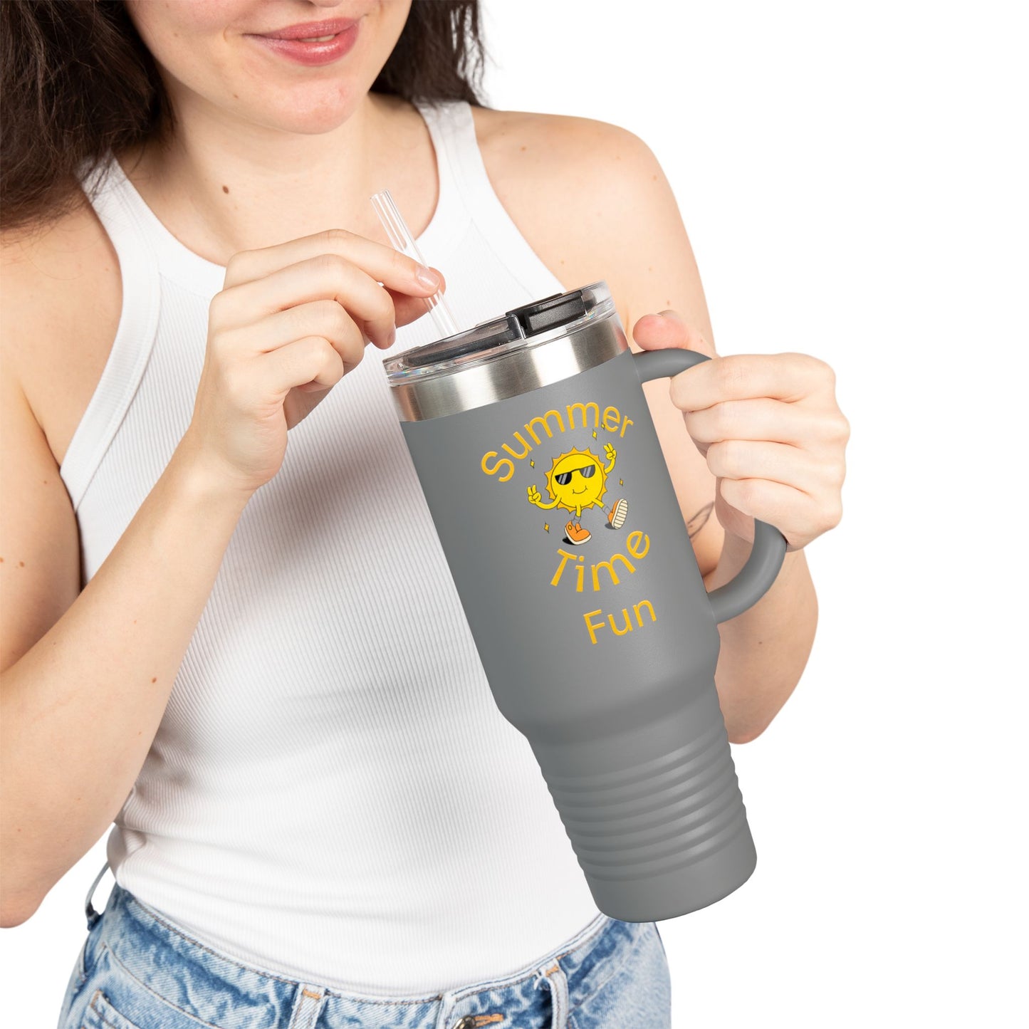 Insulated Travel Mug, 40oz - Summer Time Fun Design, Perfect for Hot & Cold Beverages, Outdoor Adventures, Gifts for Summer Lovers, [...]