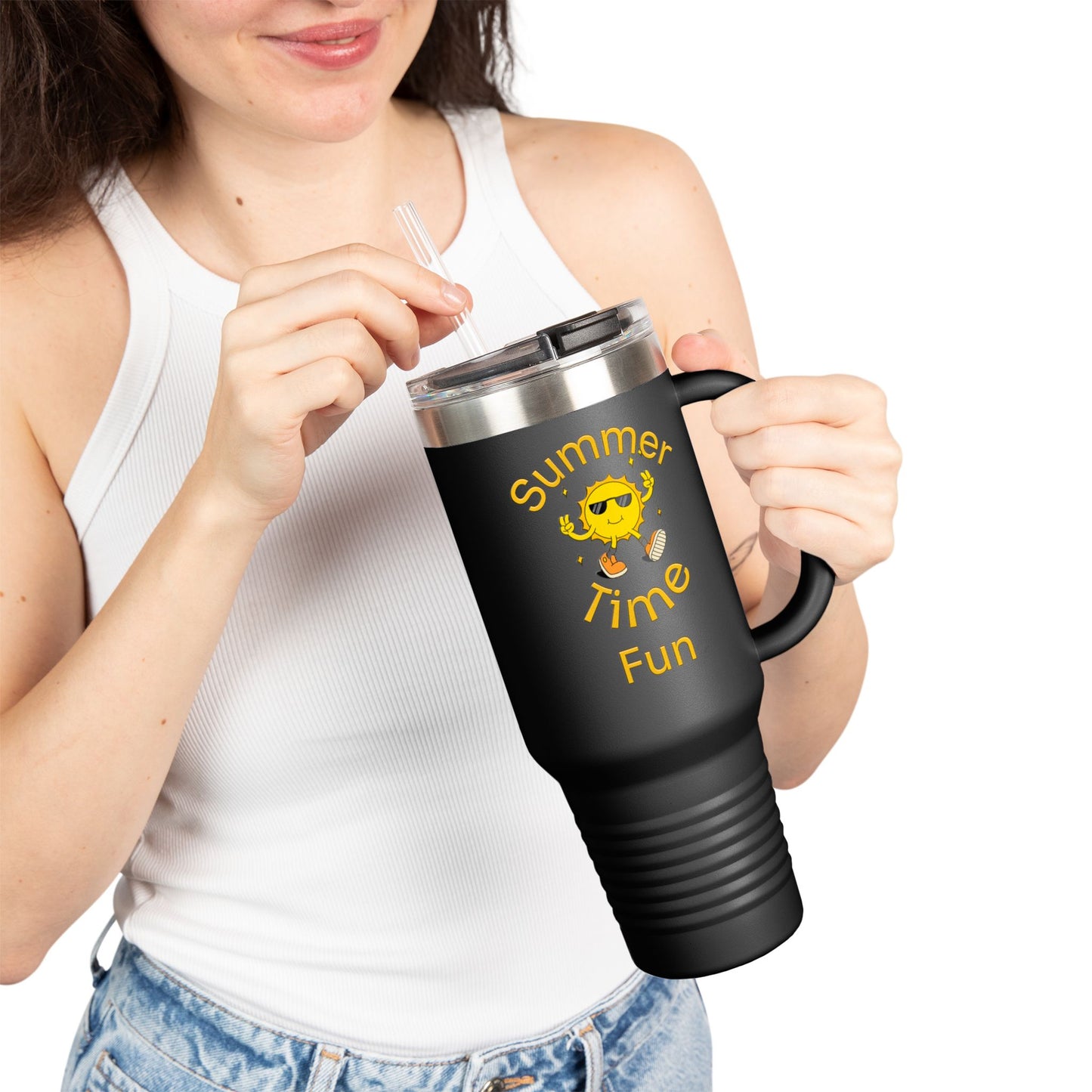 Insulated Travel Mug, 40oz - Summer Time Fun Design, Perfect for Hot & Cold Beverages, Outdoor Adventures, Gifts for Summer Lovers, [...]