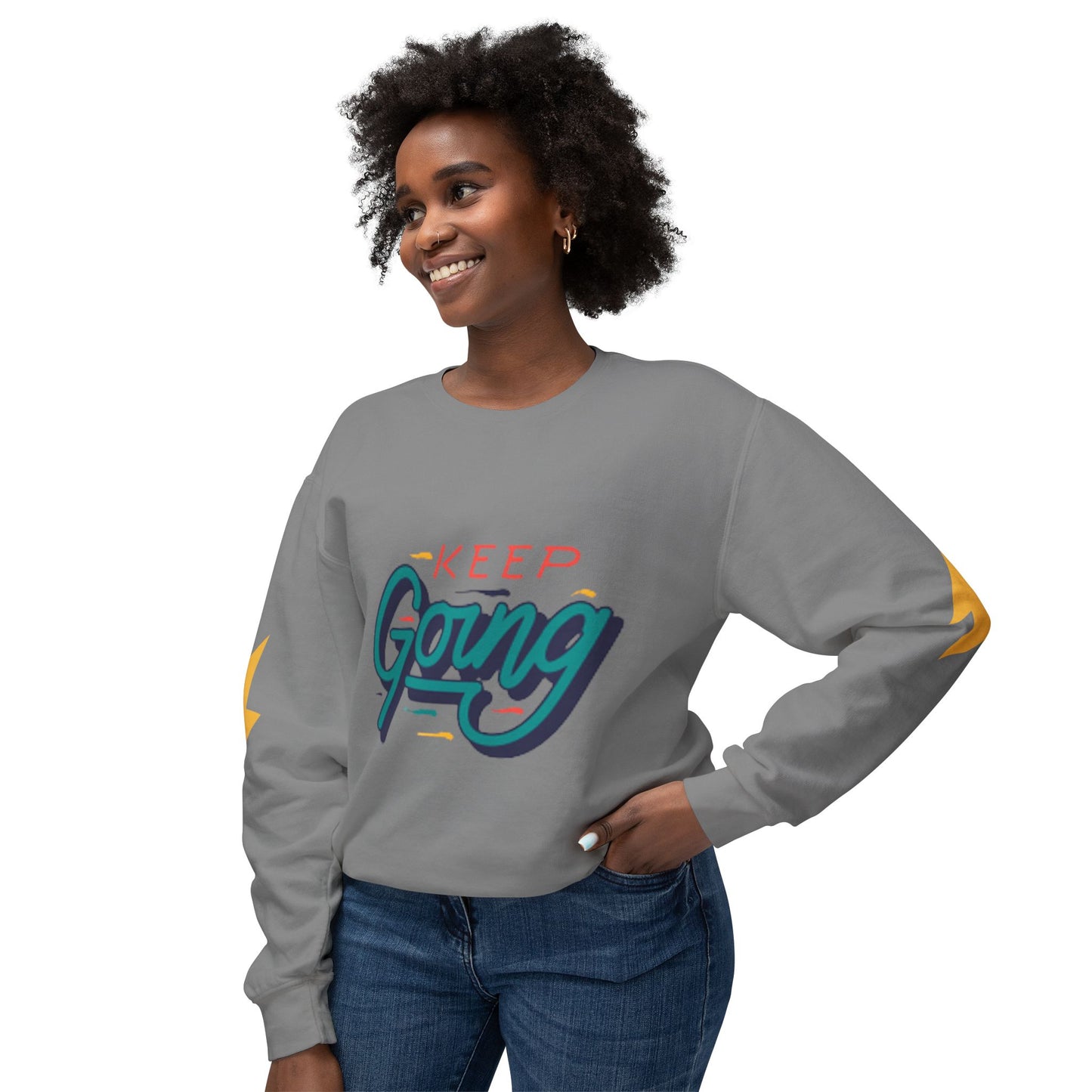 Motivational Unisex Lightweight Crewneck Sweatshirt - Keep Going, Casual Wear, Gift for Friends, Daily Inspiration, Positive Vibe, [...]