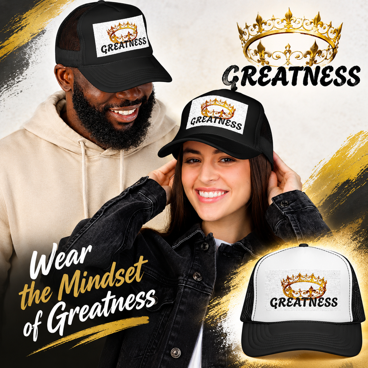 Greatness Hat — Foam Mesh Snapback Cap