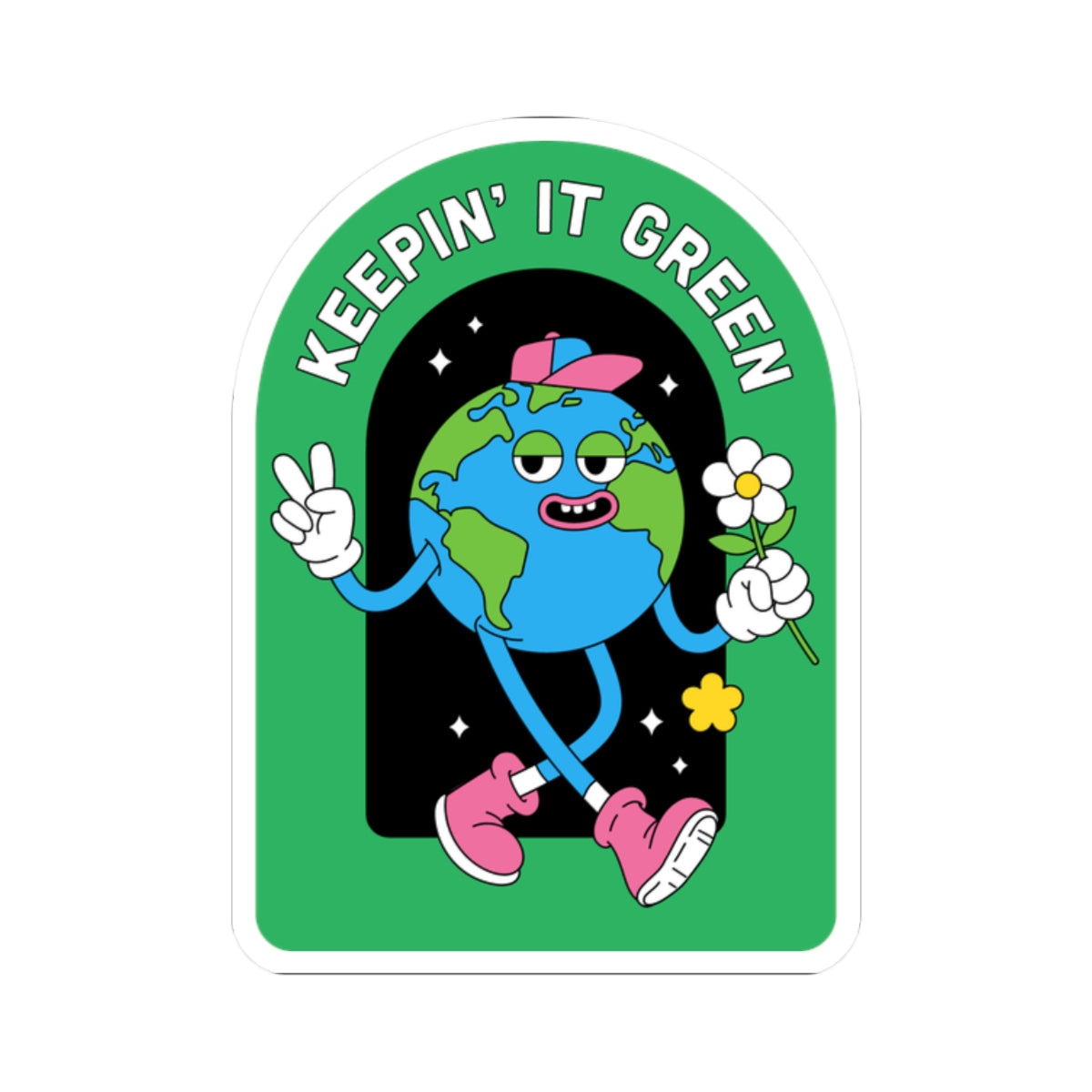 Eco-Friendly Kiss-Cut Stickers, Sustainable Decor, Cute Earth Stickers, Green Living Gifts, Fun Vinyl Stickers
