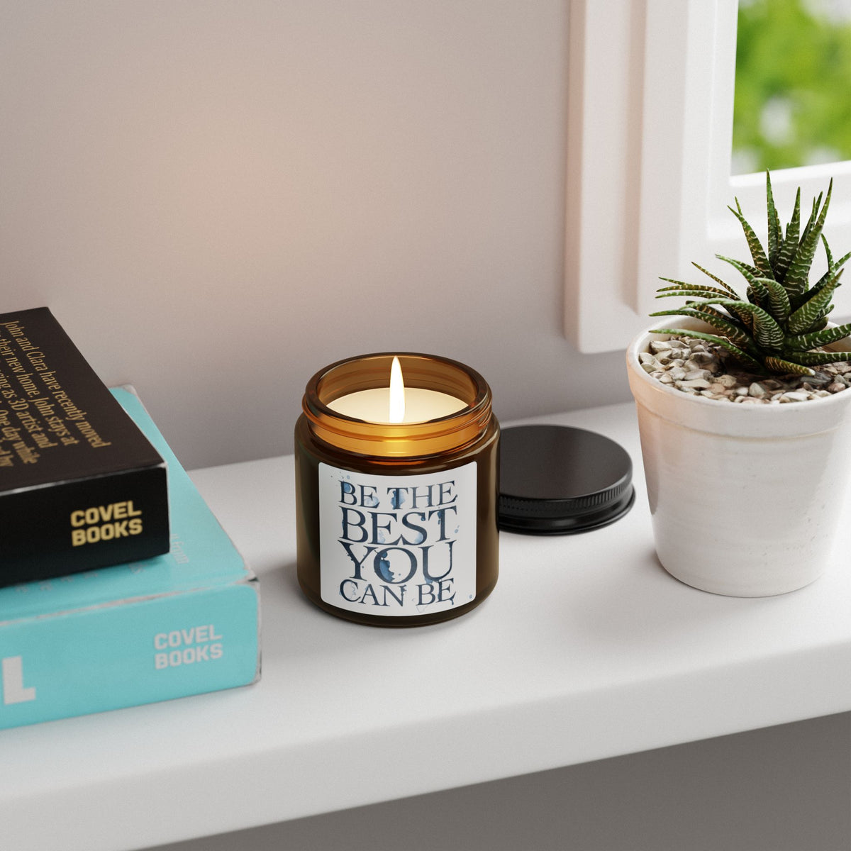 Inspirational Soy Candle — “Be The Best You Can Be” Amber Jar