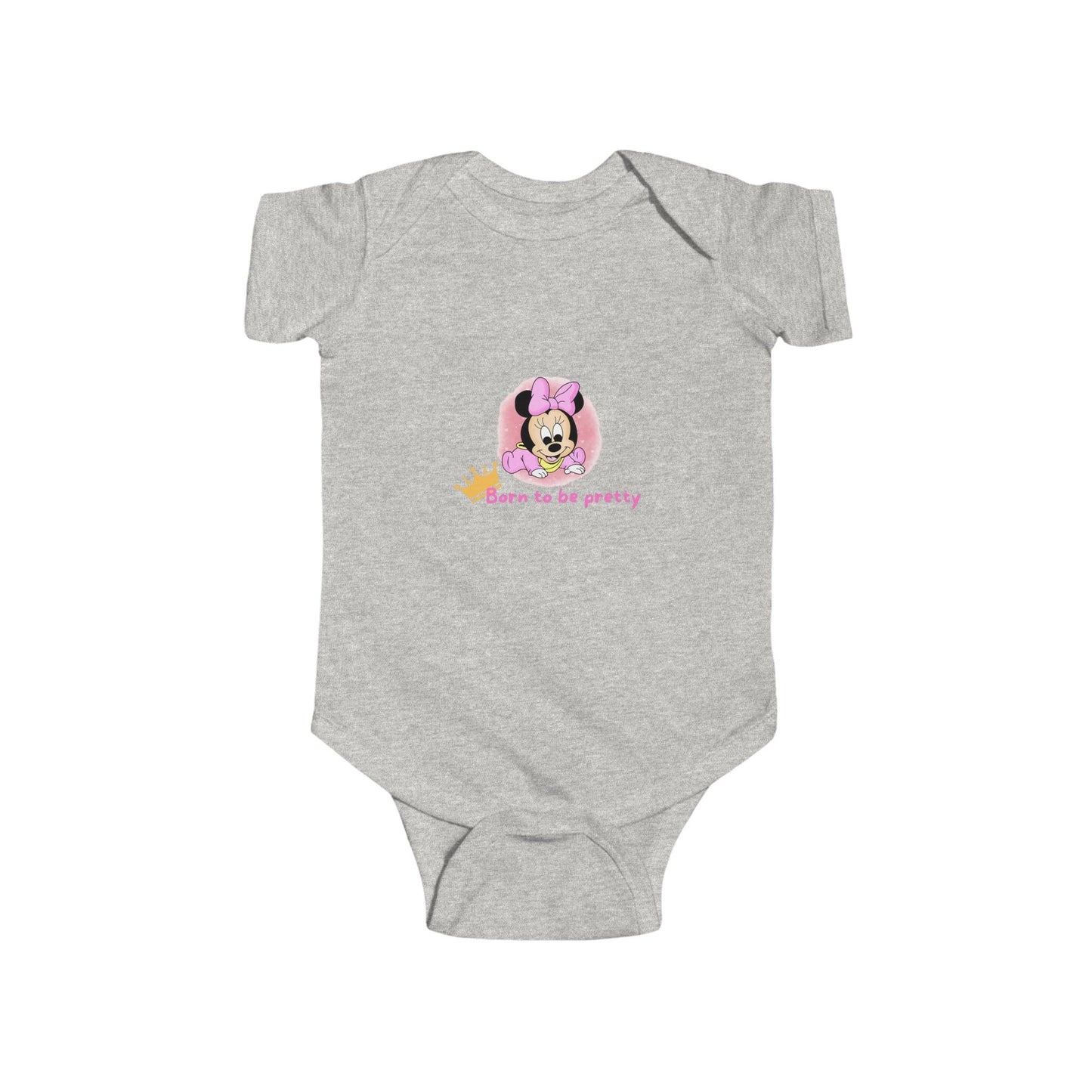 Cute Minnie Mouse Baby Bodysuit - "Born to be pretty" Infant Outfit