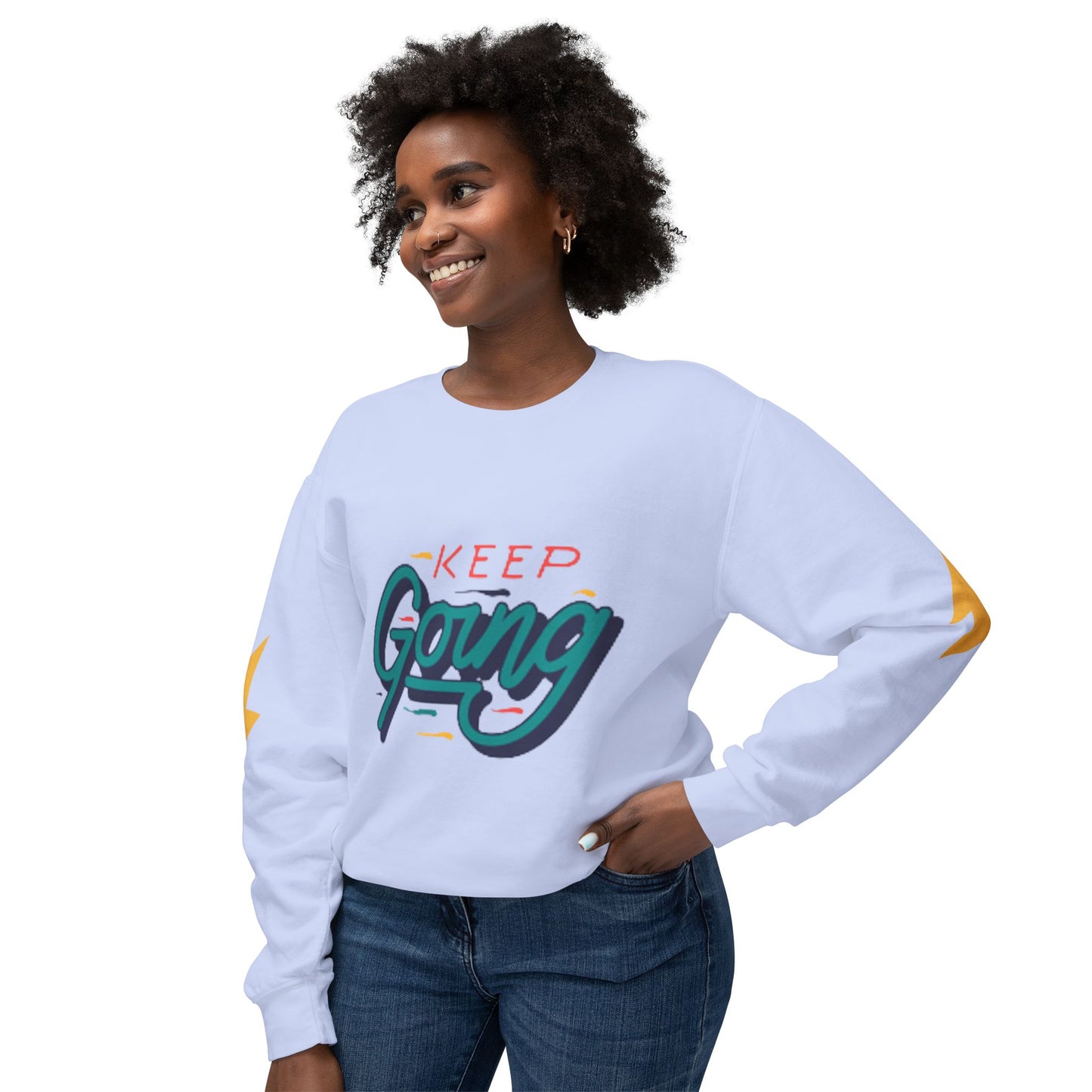 Motivational Unisex Lightweight Crewneck Sweatshirt - Keep Going, Casual Wear, Gift for Friends, Daily Inspiration, Positive Vibe, [...]