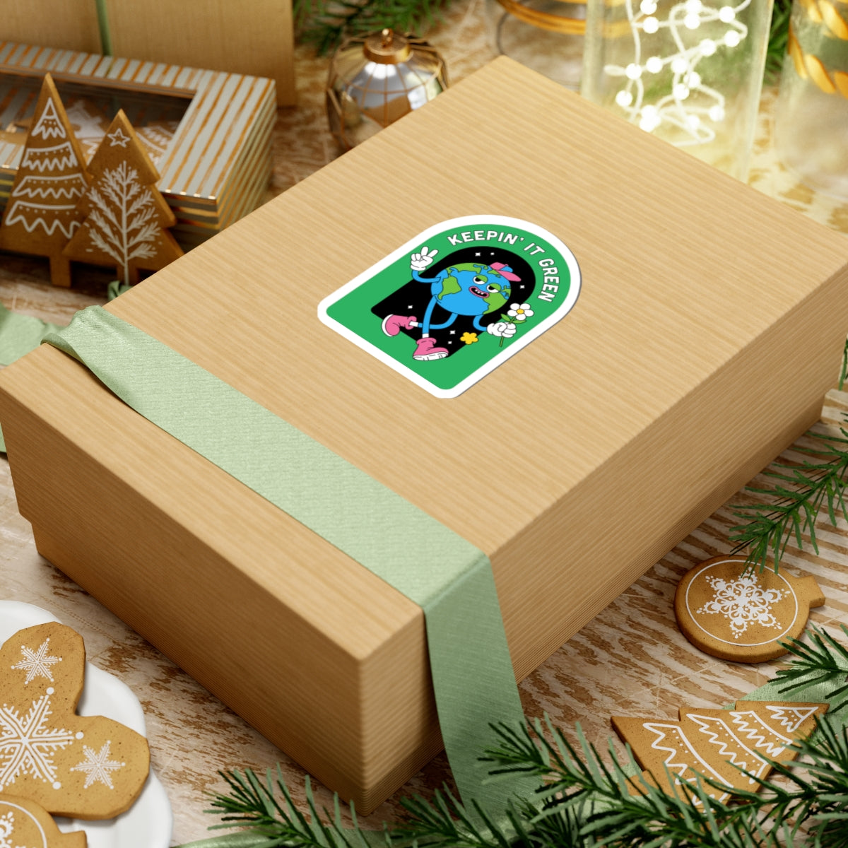 Eco-Friendly Kiss-Cut Stickers, Sustainable Decor, Cute Earth Stickers, Green Living Gifts, Fun Vinyl Stickers