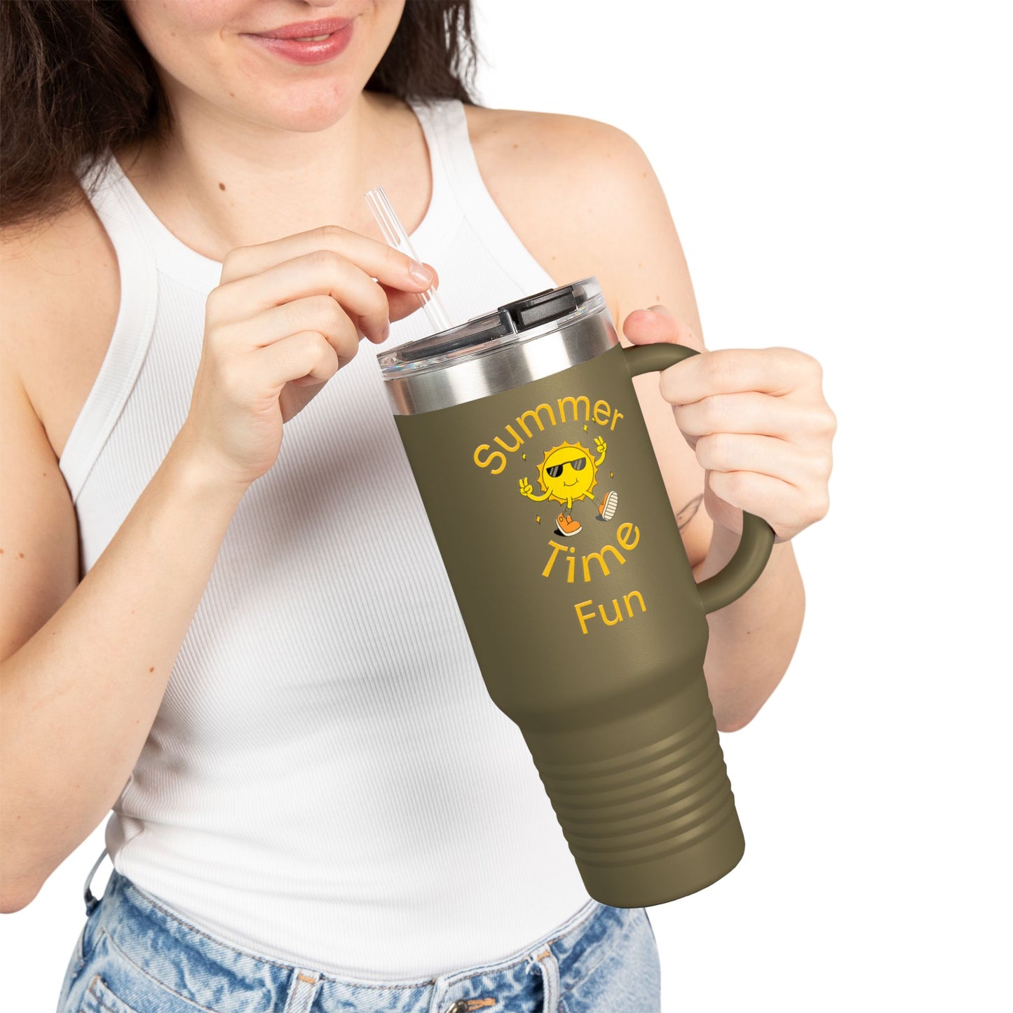 Insulated Travel Mug, 40oz - Summer Time Fun Design, Perfect for Hot & Cold Beverages, Outdoor Adventures, Gifts for Summer Lovers, [...]
