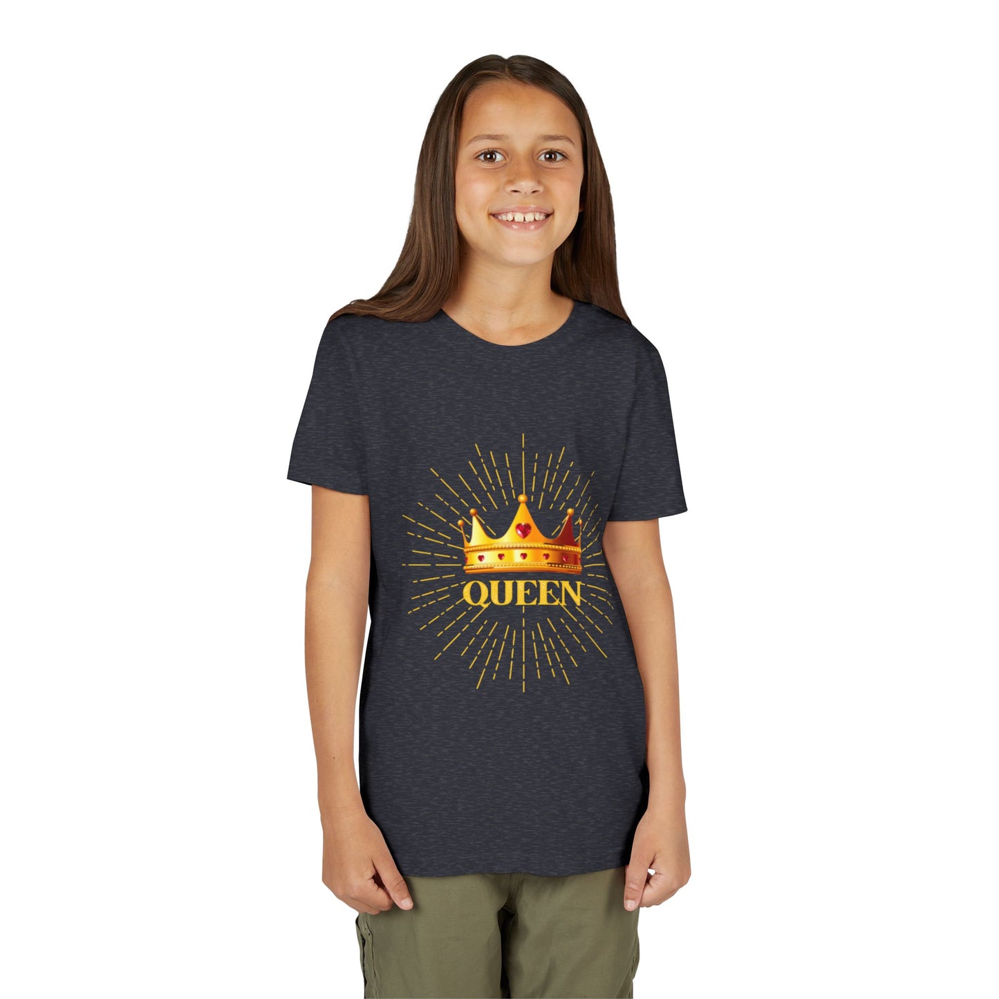 Queen Youth Short Sleeve Tee, Kids Crown Shirt, Birthday Gift for Girls, Cute Casual Wear, Royalty Themed Tee, Celebratory Apparel