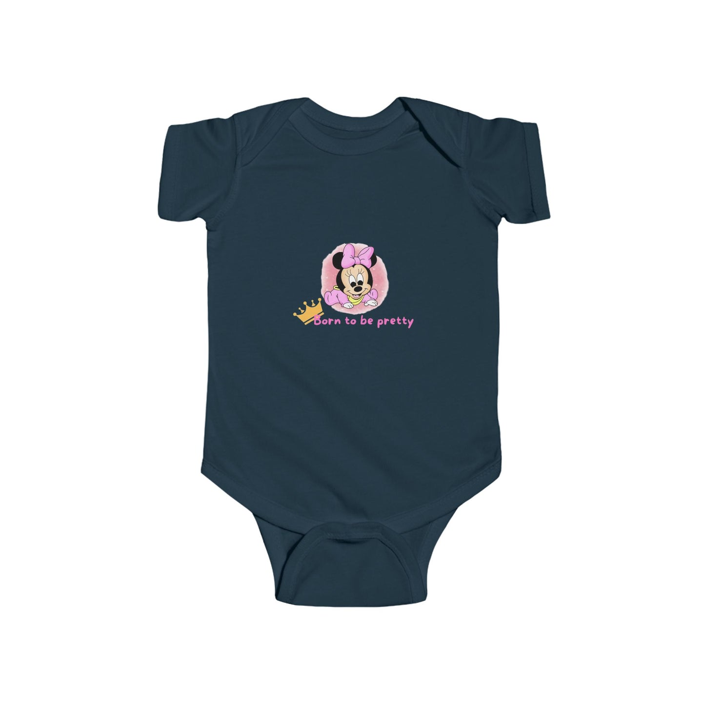 Cute Minnie Mouse Baby Bodysuit - "Born to be pretty" Infant Outfit