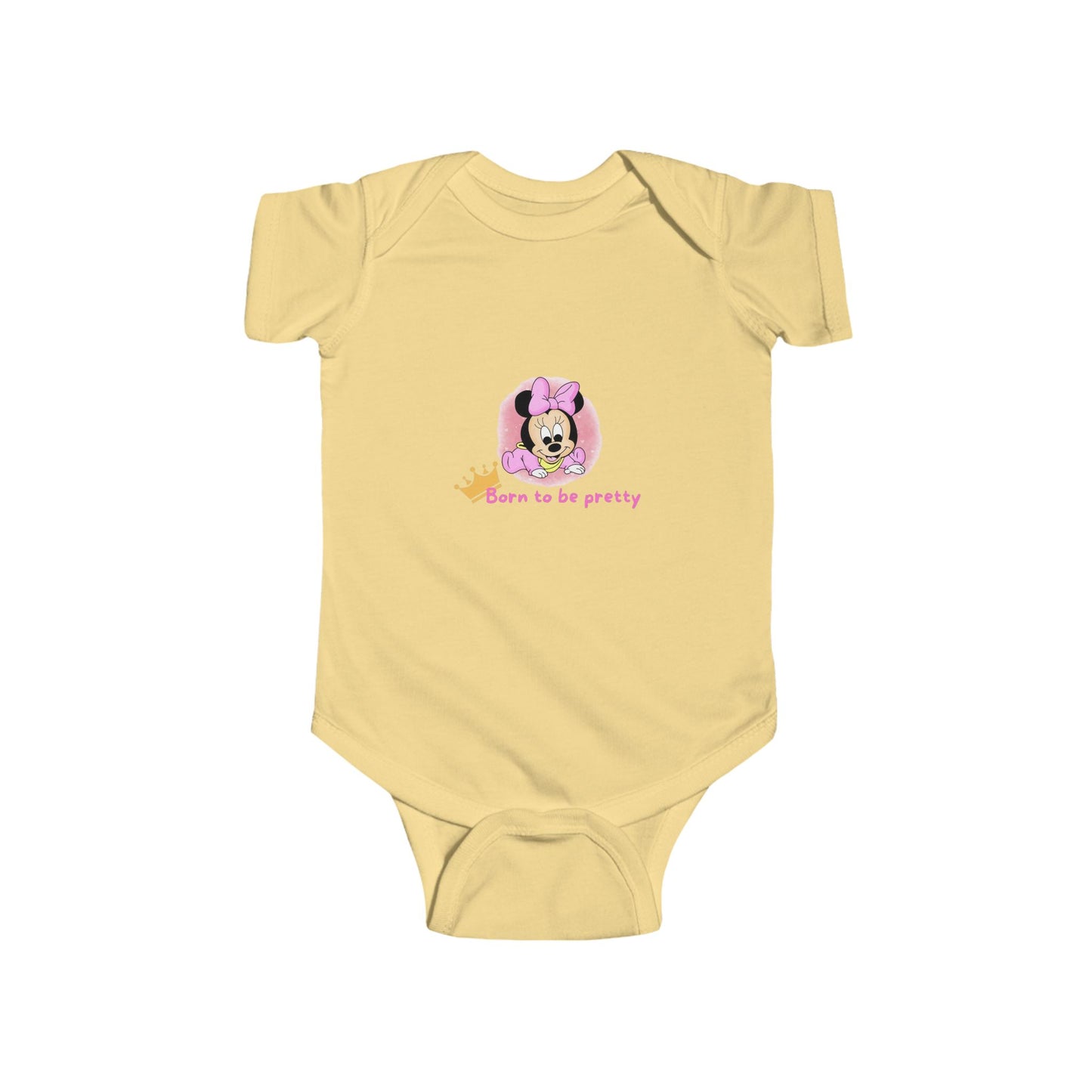 Cute Minnie Mouse Baby Bodysuit - "Born to be pretty" Infant Outfit