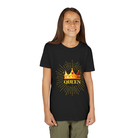 Queen Youth Short Sleeve Tee, Kids Crown Shirt, Birthday Gift for Girls, Cute Casual Wear, Royalty Themed Tee, Celebratory Apparel