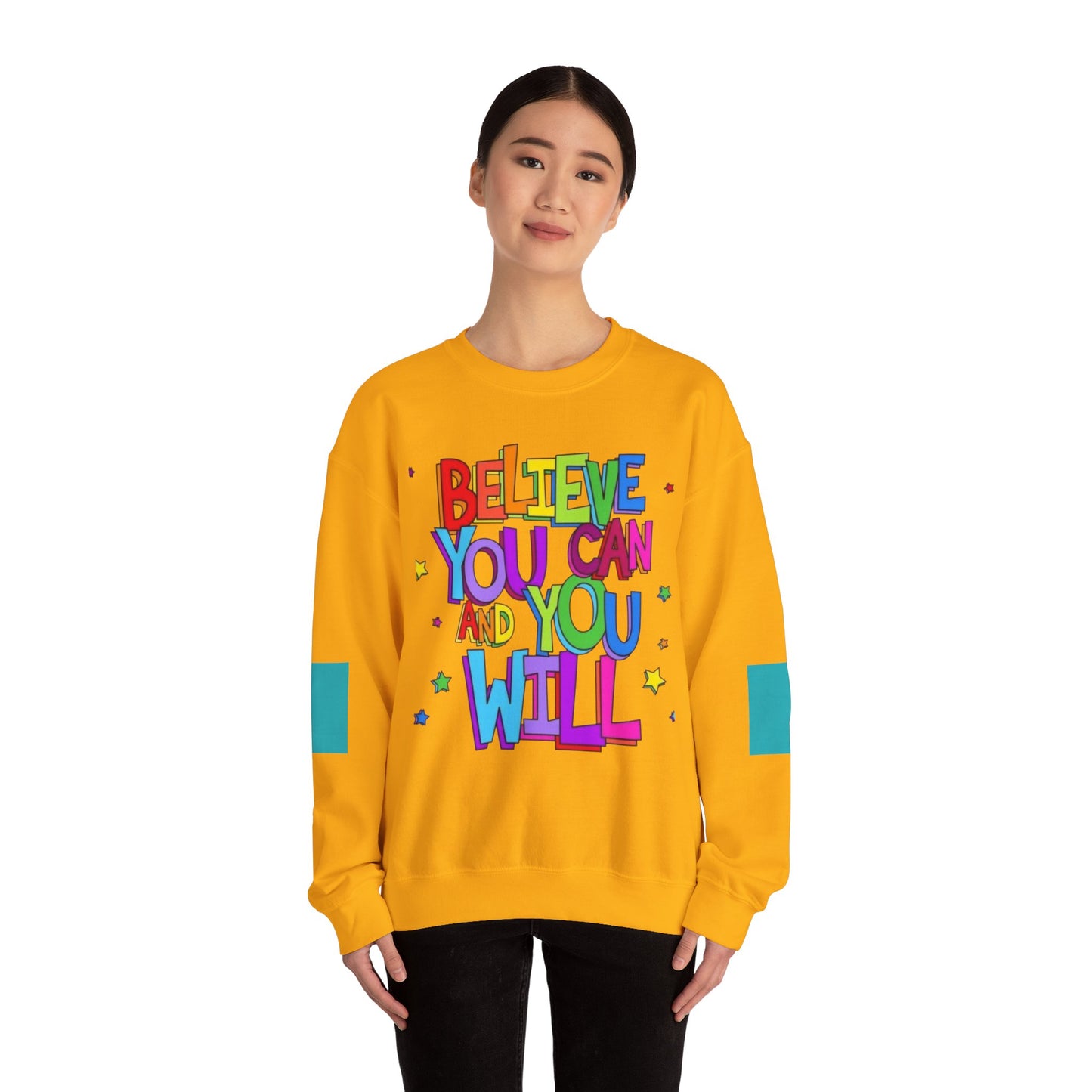 Colorful Motivational Crewneck Sweatshirt, Cozy Unisex Sweater, Inspiration Gift, Uplifting Apparel, Everyday Wear, Positive Vibes