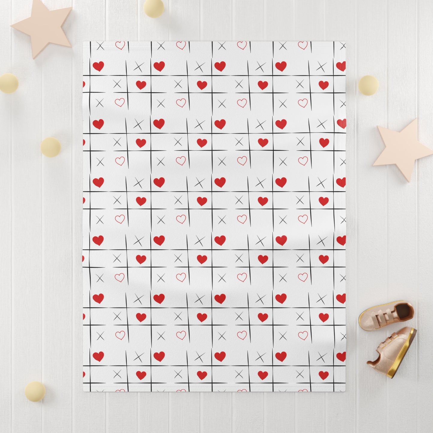 Cute Heart Pattern Soft Fleece Baby Blanket, Cozy Baby Gift, Nursery Decor, Valentine's Day Essential, Playroom Comforter