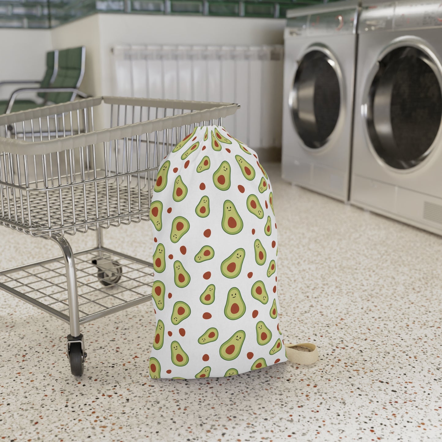 Avocado Print Laundry Bag, Fun Storage, Cute Gift for Food Lovers, College Dorm Essentials, Eco-Friendly Laundry Organizer