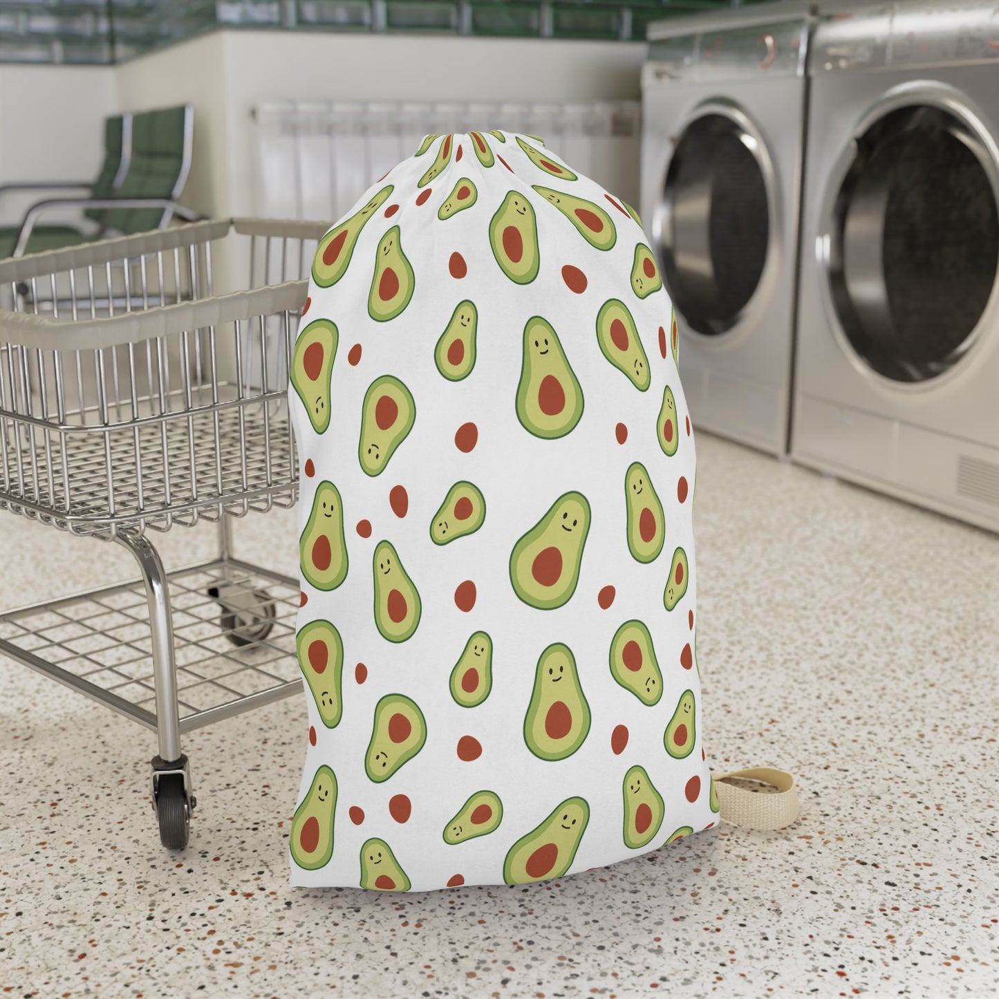 Avocado Print Laundry Bag, Fun Storage, Cute Gift for Food Lovers, College Dorm Essentials, Eco-Friendly Laundry Organizer